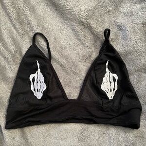 Skeleton middle finger bralette